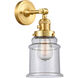 Franklin Restoration Canton 1 Light 7 inch Satin Gold Sconce Wall Light in Seedy Glass, Franklin Restoration