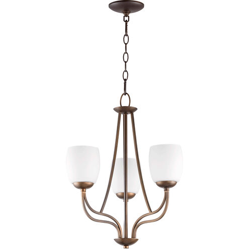 Willingham 3 Light 17 inch Oiled Bronze Chandelier Ceiling Light in Satin Opal, Satin Opal