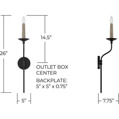 Wilder 1 Light 5 inch Matte Black Sconce Wall Light