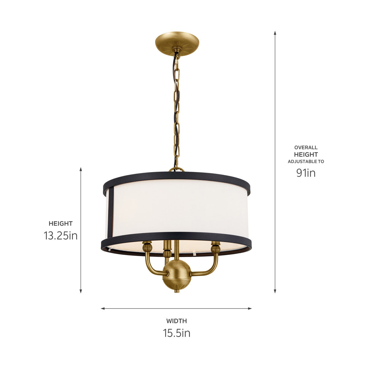 Homestead Heddle 3 Light 16 inch Natural Brass Chandelier Ceiling Light, Heddle