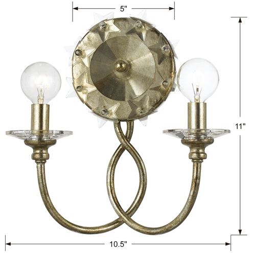 Willow 2 Light 10.5 inch Antique Silver Sconce Wall Light