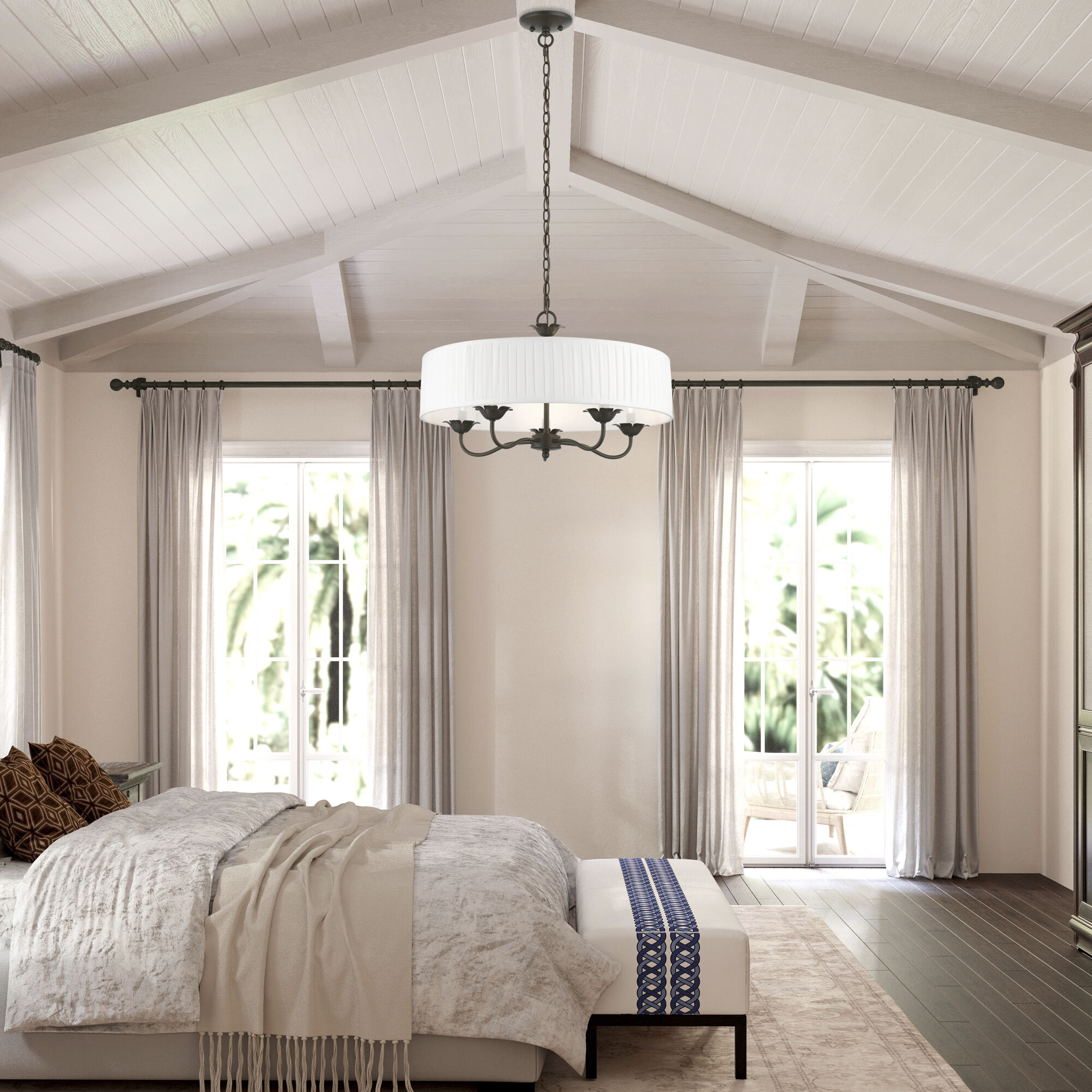 Edinburgh 5 Light 23 inch English Bronze Pendant Chandelier Ceiling Light