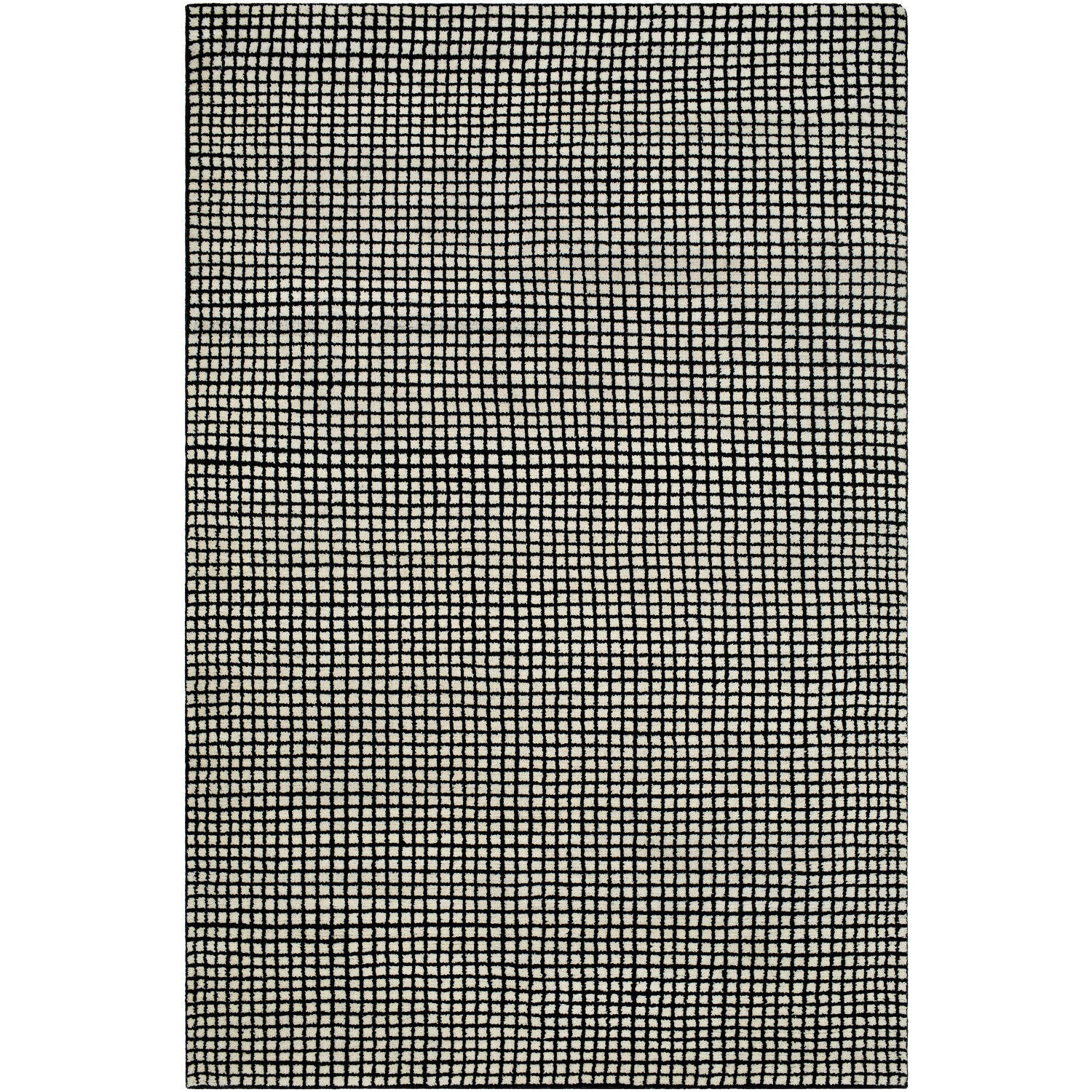 Damier 36 X 24 inch Cream / Black Handmade Rug in 2 x 3