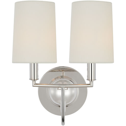 Thomas O'Brien Elkins 2 Light 10 inch Polished Nickel Double Sconce Wall Light in Linen