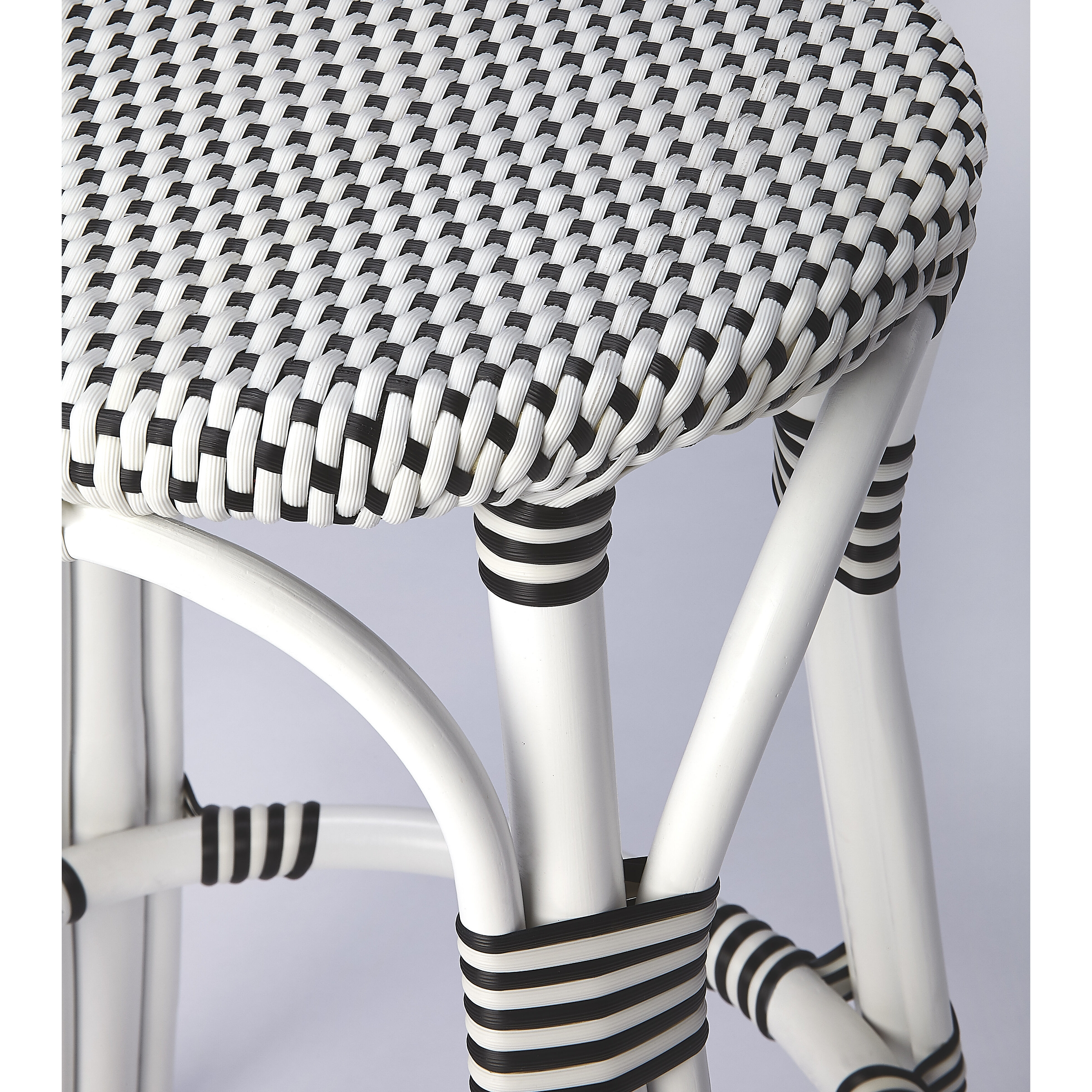 Designer'S Edge Tobias Black & White Rattan 24 inch White Barstool
