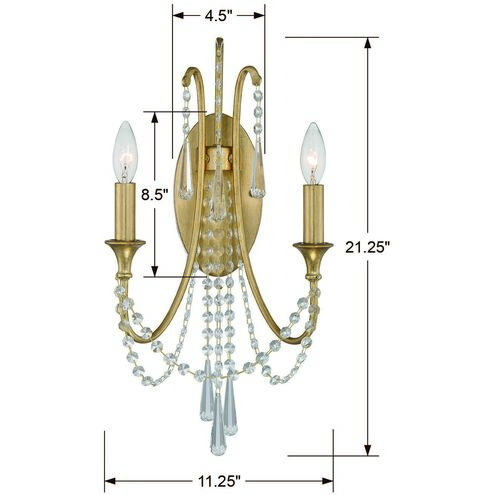 Arcadia 2 Light 11 inch Antique Gold Wall Sconce Wall Light