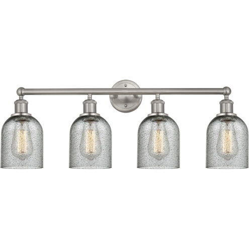 Edison Caledonia 4 Light 32 inch Brushed Satin Nickel Bath Vanity Light Wall Light in Charcoal Glass