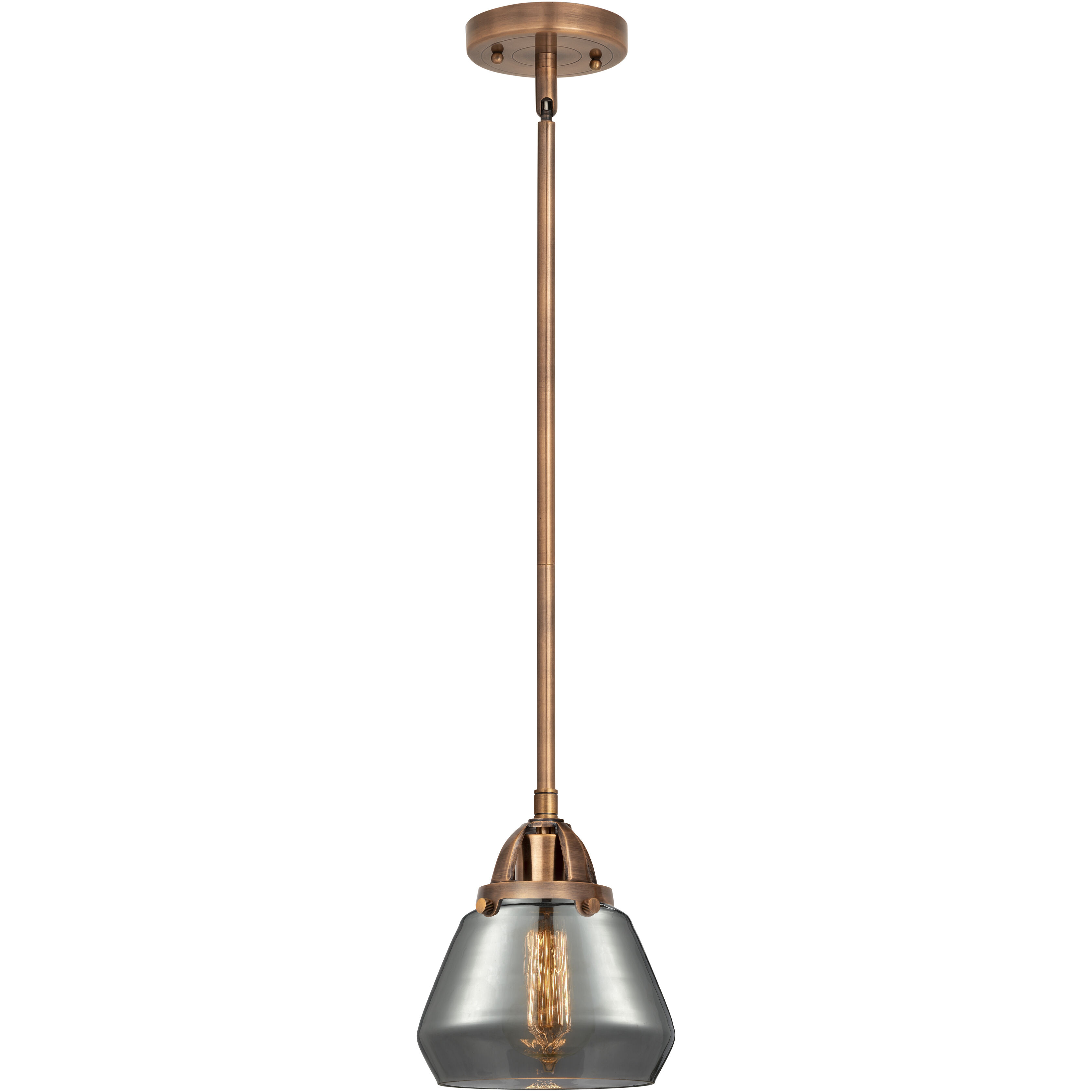 Nouveau 2 Fulton 1 Light 6.75 inch Antique Copper Mini Pendant Ceiling Light in Incandescent, Plated Smoke