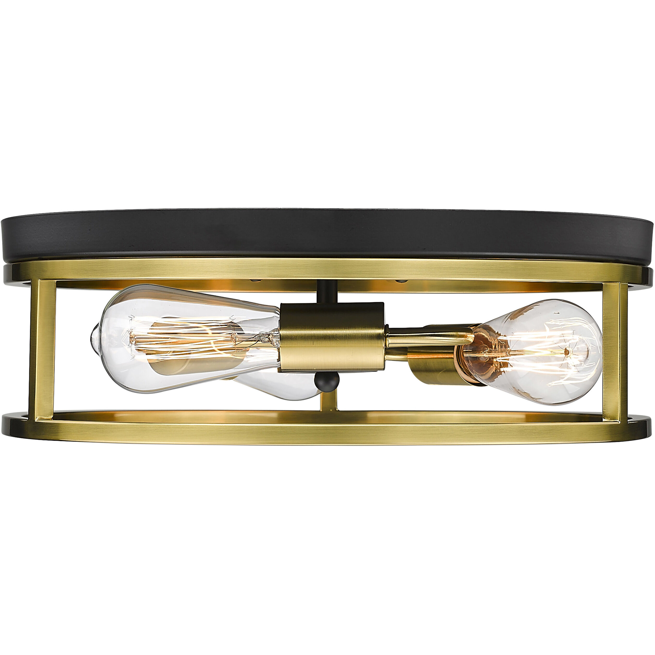 Canada 3 Light 16 inch Black and Gold Flush Mount Ceiling Light