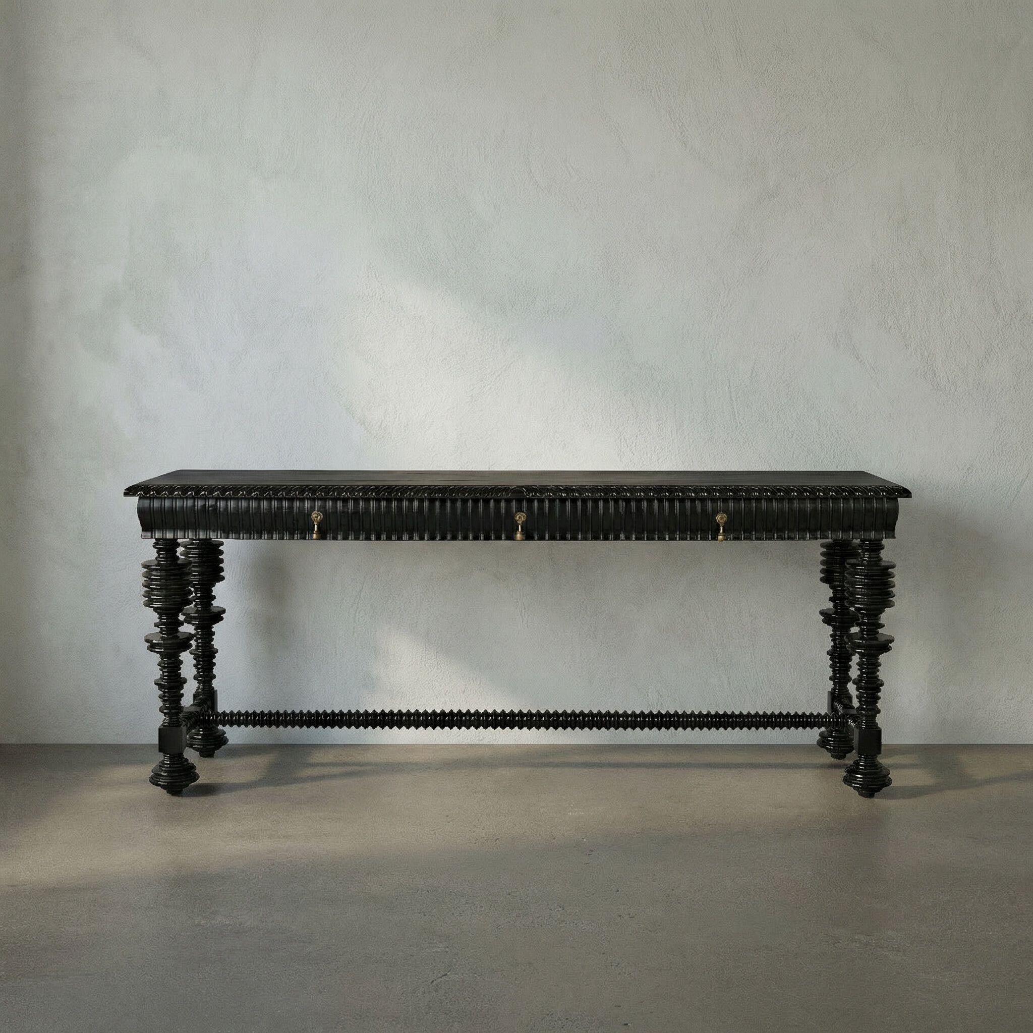 Portuguese 72.5 X 20.5 inch Hand Rubbed Black Console