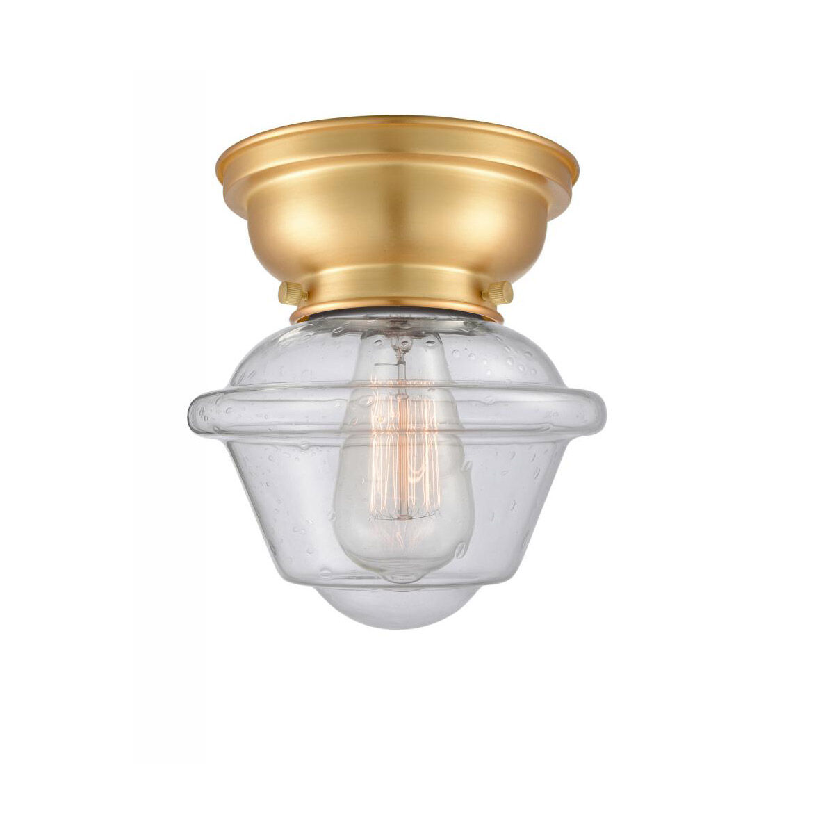 Aditi Small Bell 1 Light 6 inch Satin Gold Flush Mount Ceiling Light in Plated Smoke Glass, Aditi