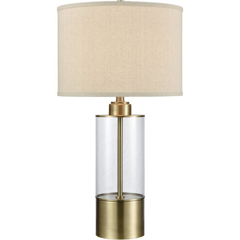 Fermont 28 inch 150 watt Clear with Antique Brass Table Lamp Portable Light