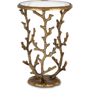 Coral 14 inch Antique Brass and Clear Accent Table