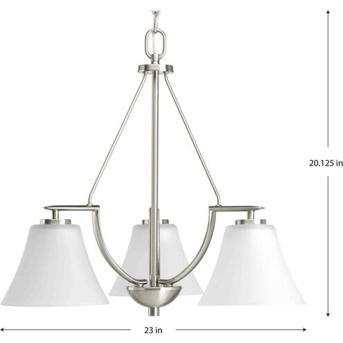 Bravo 3 Light 23 inch Brushed Nickel Chandelier Ceiling Light in Bulbs Not Included, Etched