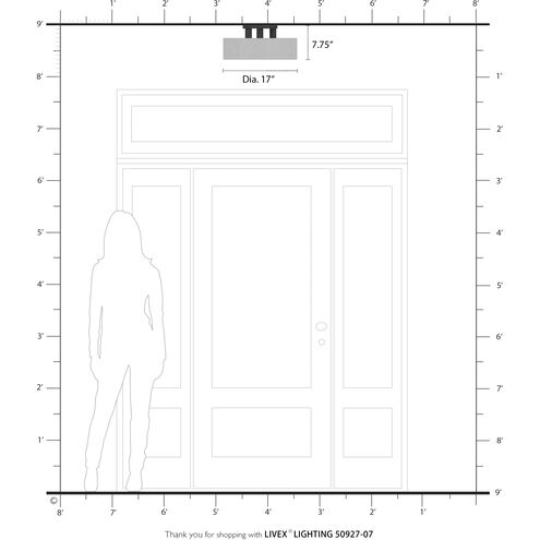 Ellsworth 3 Light 17 inch Bronze Semi Flush Mount Ceiling Light, Large