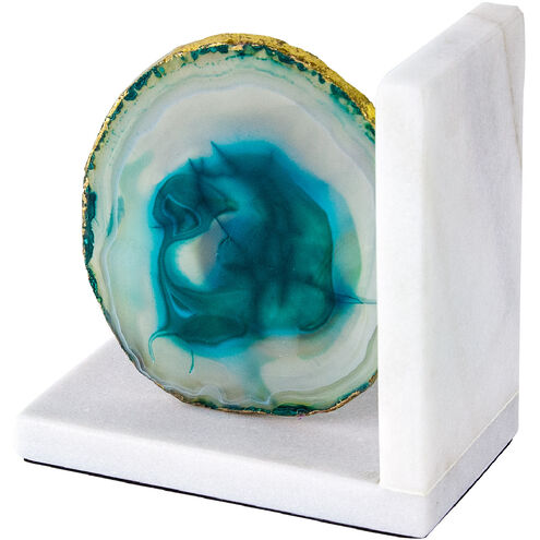 Agate 6 X 3 inch Green and White Bookends