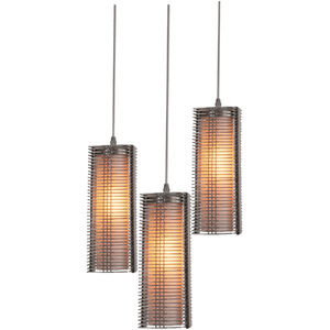 Downtown Mesh 3 Light Burnished Bronze Chandelier Ceiling Light, Round Multi-Pendant