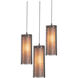 Downtown Mesh 3 Light Burnished Bronze Chandelier Ceiling Light, Round Multi-Pendant