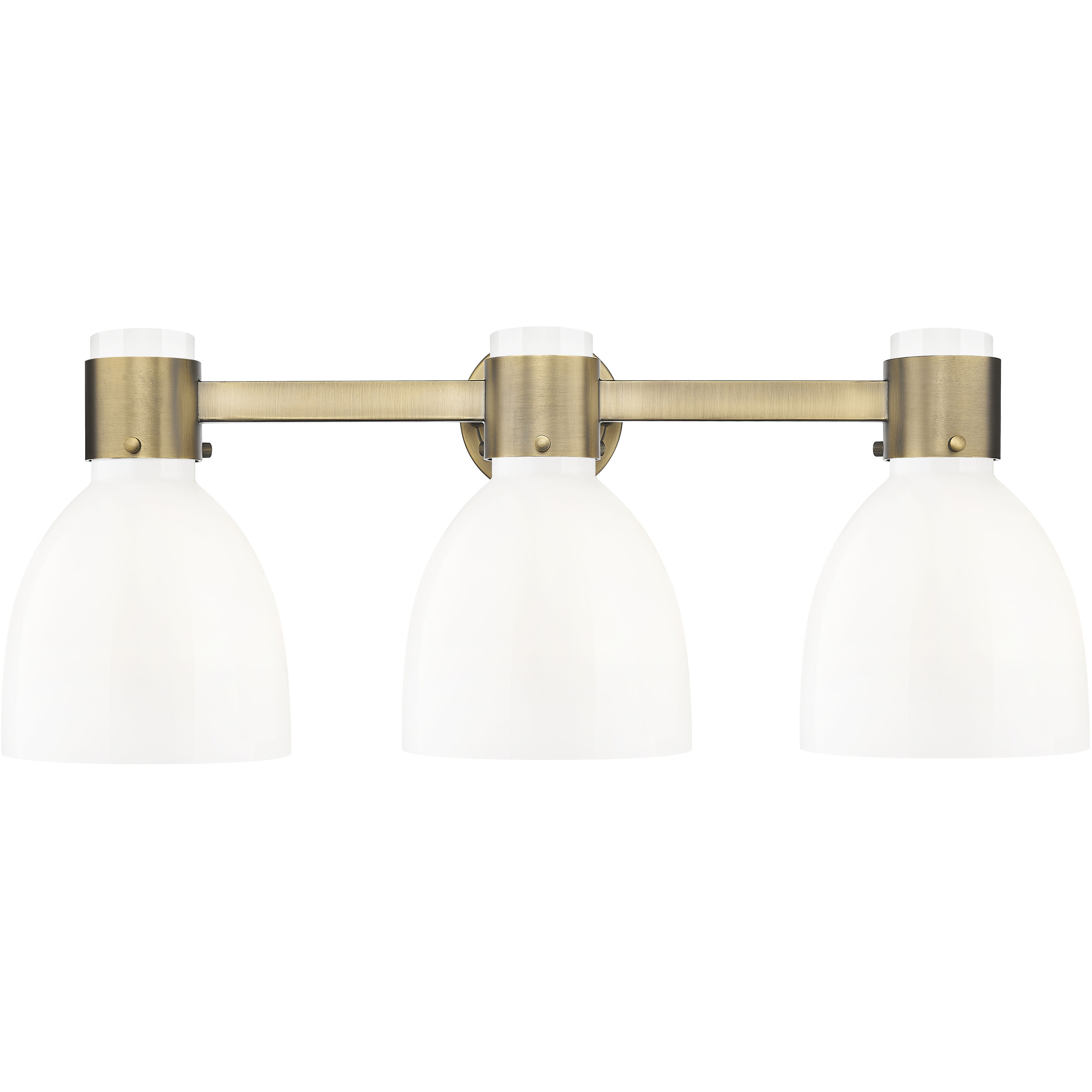 Lawton Bell 3 Light 24 inch Brushed Brass Bath Vanity Light Wall Light in Gloss White Glass