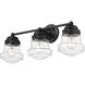 Vaughn 3 Light 22.5 inch Matte Black Vanity Wall Light
