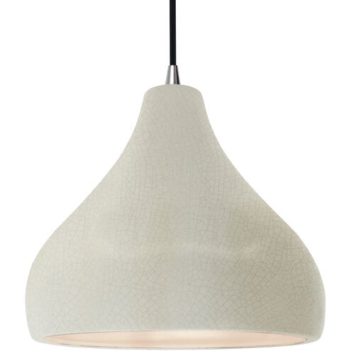 Radiance 1 Light 13.5 inch White Crackle and Brushed Nickel Pendant Ceiling Light