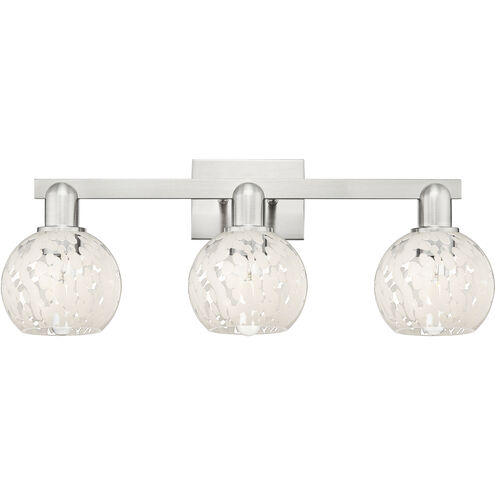 Arcadia White Mouchette 3 Light 25 inch Brushed Satin Nickel Bath Vanity Light Wall Light