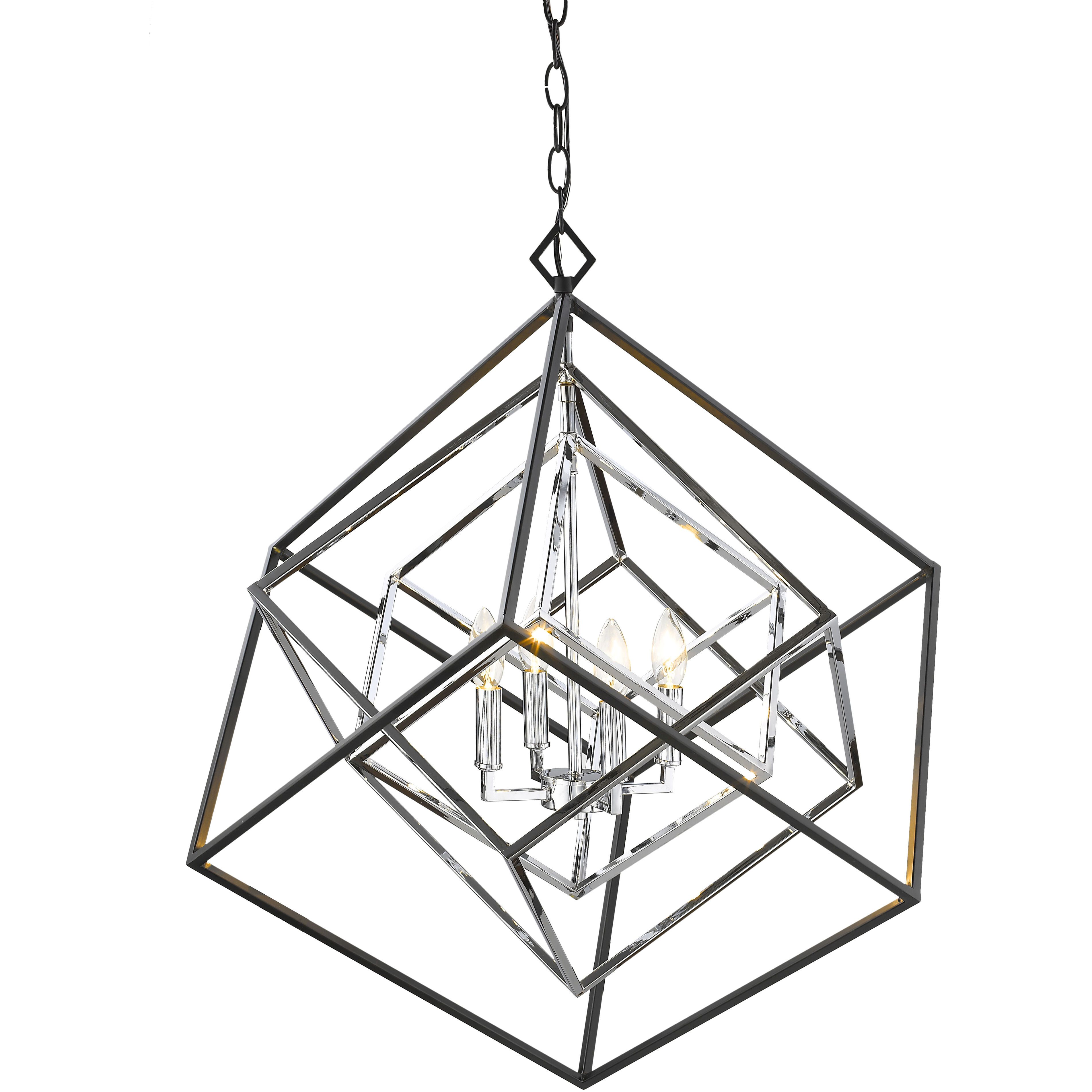 Euclid 4 Light 29.5 inch Chrome and Matte Black Chandelier Ceiling Light