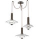 Cirrus LED 17 inch Flat Bronze Swag Multi-Pendant Chandelier Ceiling Light in 3000K LED, Clear Granite