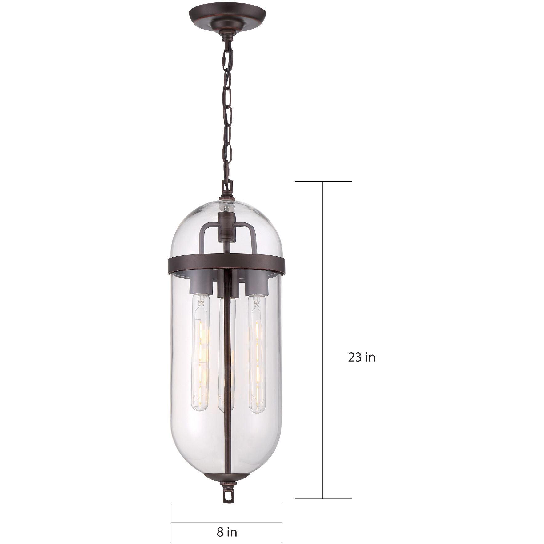 Fantom 3 Light 8 inch Mahogany Bronze and Clear Pendant Ceiling Light