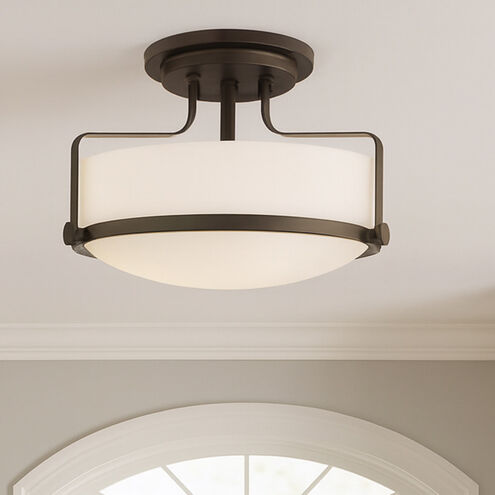 Harper 3 Light 14.5 inch Oil Rubbed Bronze Indoor Semi-Flush Mount Ceiling Light in White