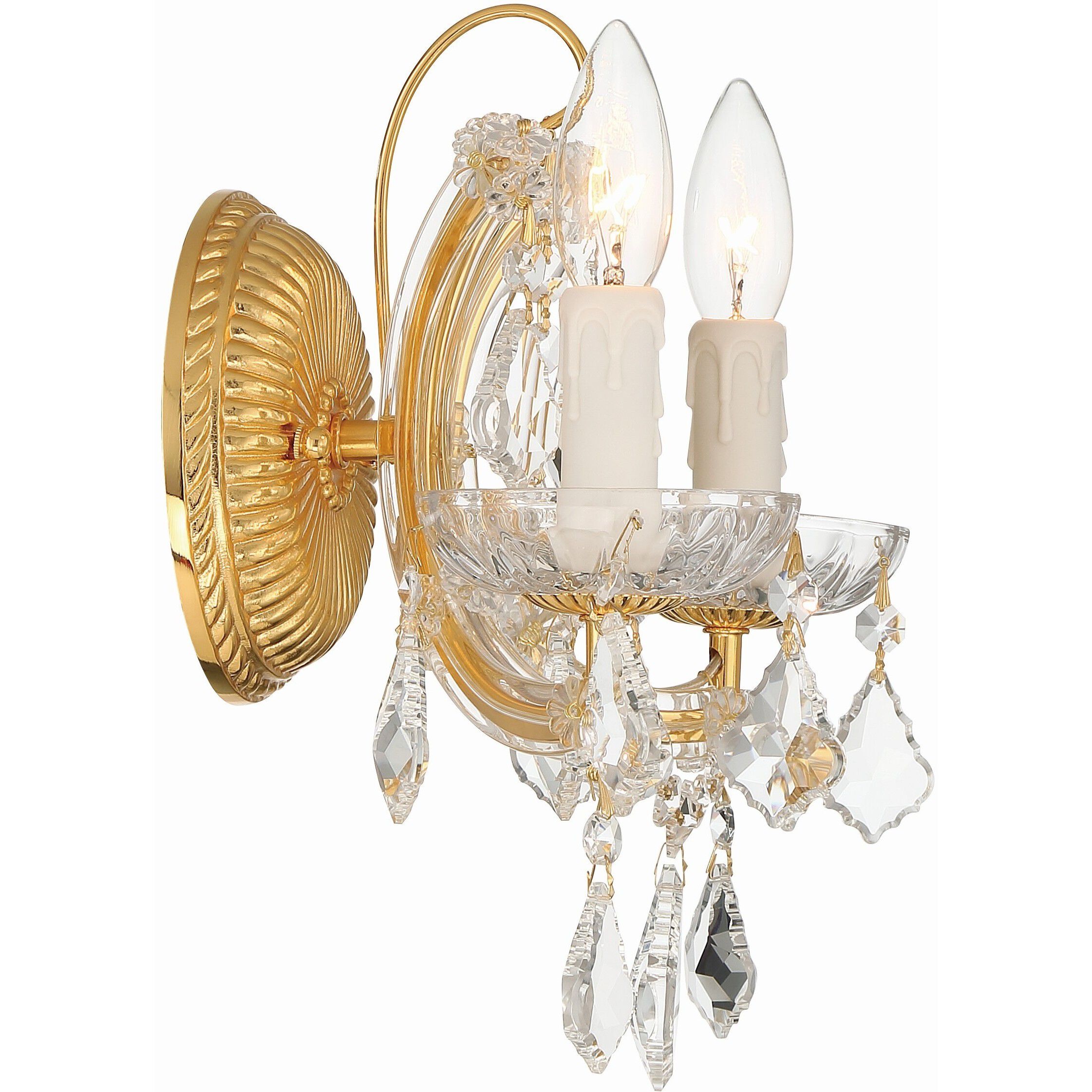 Maria Theresa Sconce Wall Light in Clear Swarovski Strass, Gold
