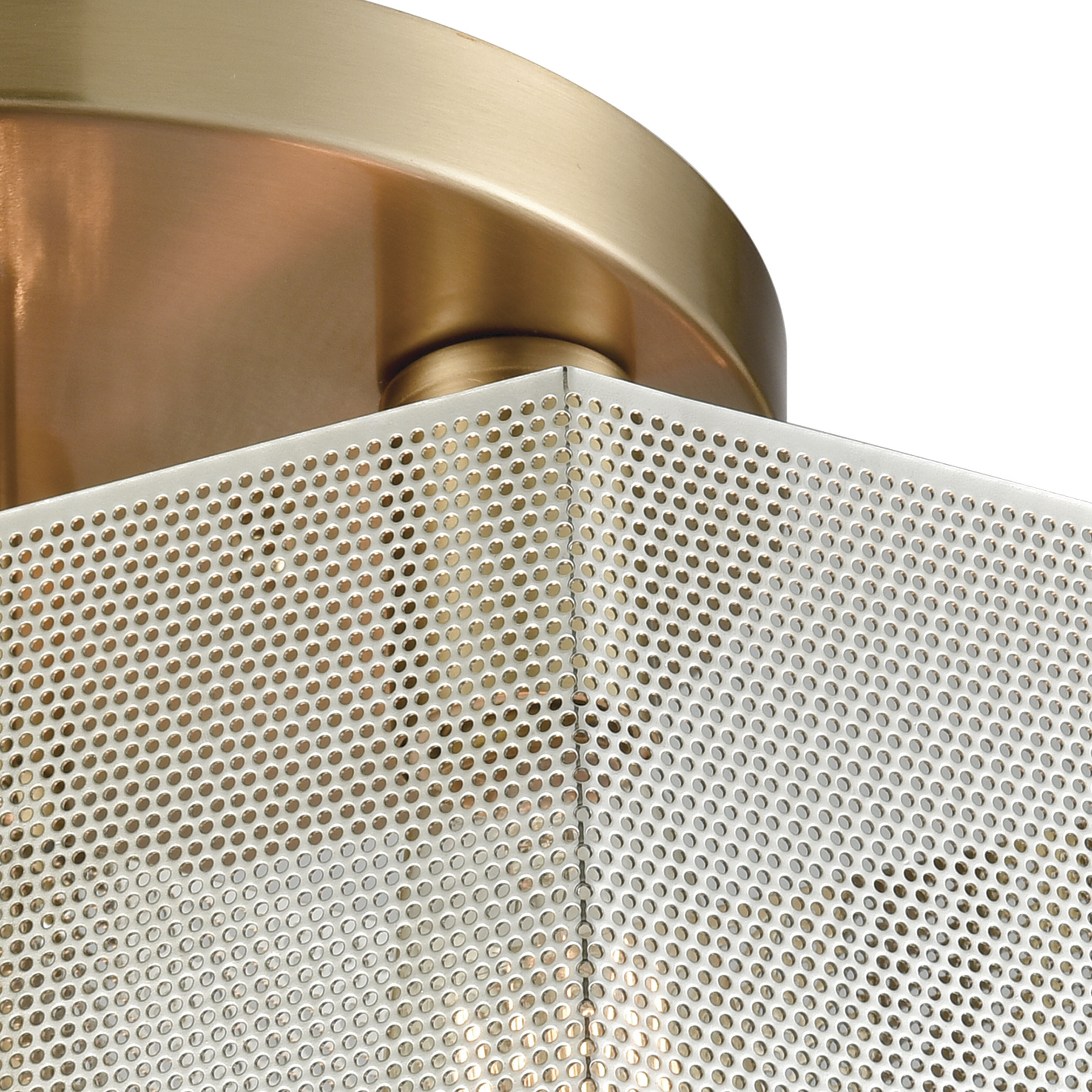 Compartir 3 Light 15 inch Satin Brass with Satin Nickel Semi Flush Mount Ceiling Light