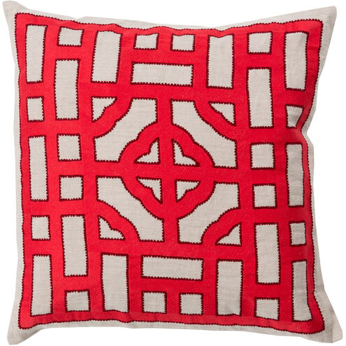 Chinese Gate 18 inch Cherry, Burgundy, Ivory Pillow Kit