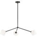 Novo 3 Light 33.75 inch Black Pendant Ceiling Light in Black and Opal Glass