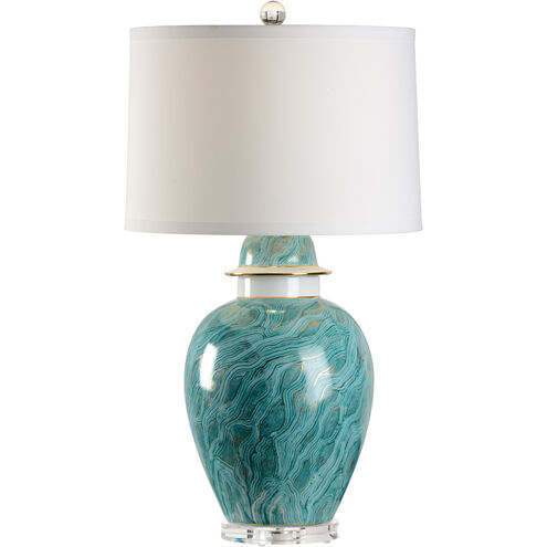 Chelsea House 33 inch 100.00 watt White/Green Marblized/Gold/Clear Table Lamp Portable Light