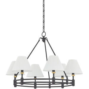 Howard 6 Light 32.75 inch Aged Brass and Distressed Bronze Chandelier Ceiling Light