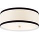 kate spade new york Walker 4 Light 18 inch Gild Flush Mount Ceiling Light in Cream Linen with Black Linen Trim, Medium