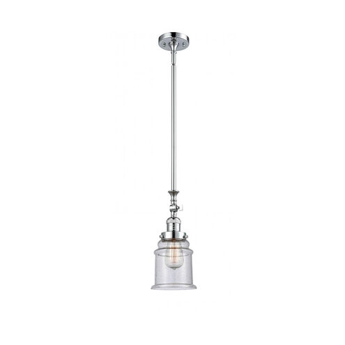 Franklin Restoration Canton LED 7 inch Polished Chrome Mini Pendant Ceiling Light in Seedy Glass, Franklin Restoration