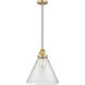 Franklin Restoration Cone 1 Light 12 inch Satin Gold Mini Pendant Ceiling Light in Incandescent, Seedy