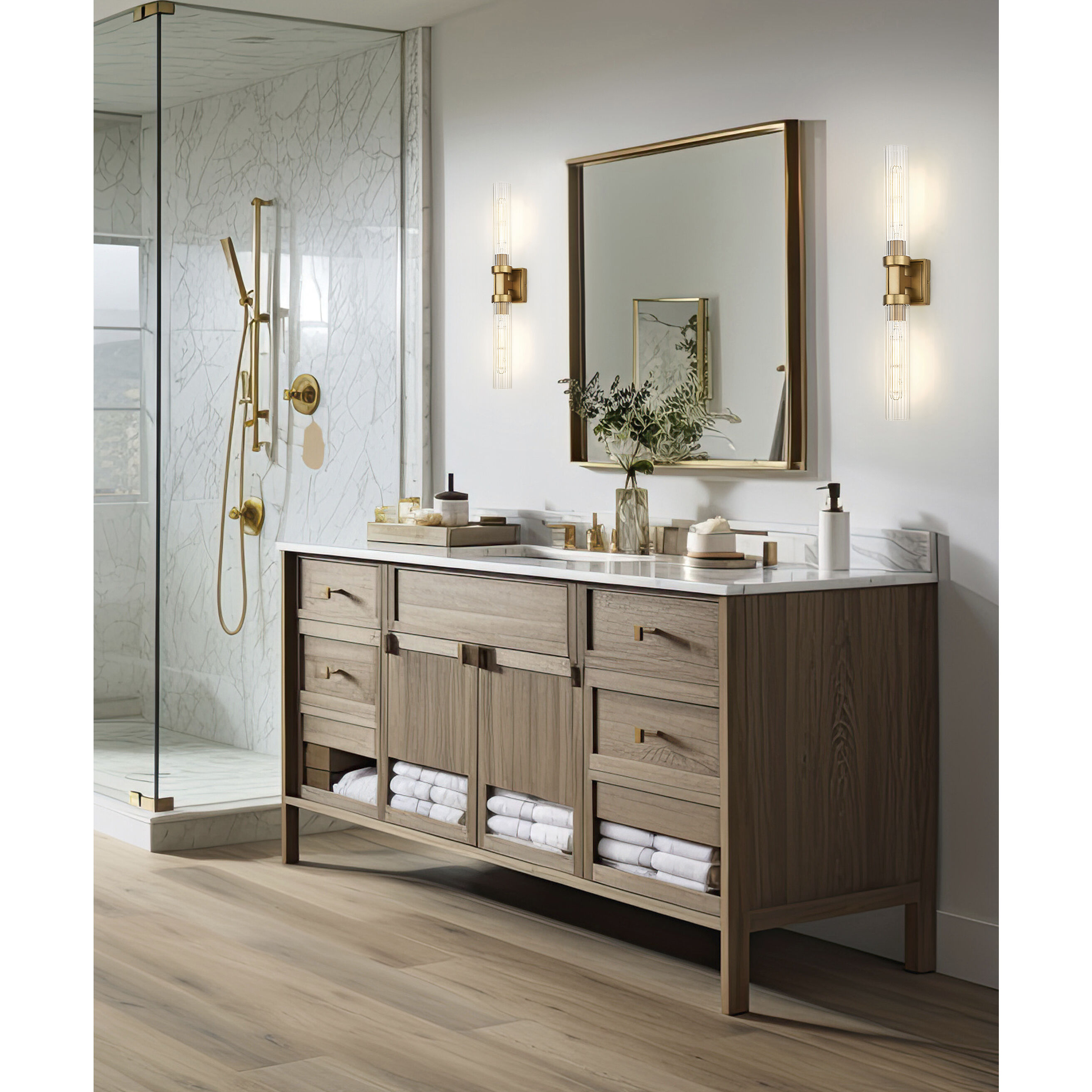 Beau Wall Sconce Wall Light in Rubbed Brass