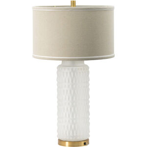 Diamond Textured 29 inch 100.00 watt White/Gold Table Lamp Portable Light
