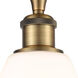 Ballston Cone 1 Light 12 inch Brushed Brass Semi-Flush Mount Ceiling Light in Matte White Glass