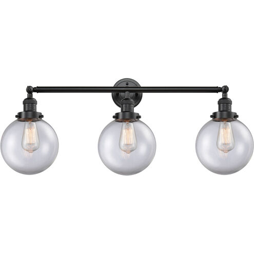 Franklin Restoration Large Beacon 3 Light 32 inch Oil Rubbed Bronze Bath Vanity Light Wall Light in Clear Glass, Franklin Restoration