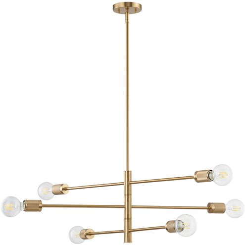 Module 6 Light 34 inch Burnished Brass Chandelier Ceiling Light