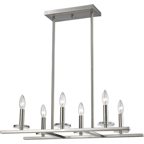 Verona 6 Light 26 inch Brushed Nickel Linear Chandelier Ceiling Light