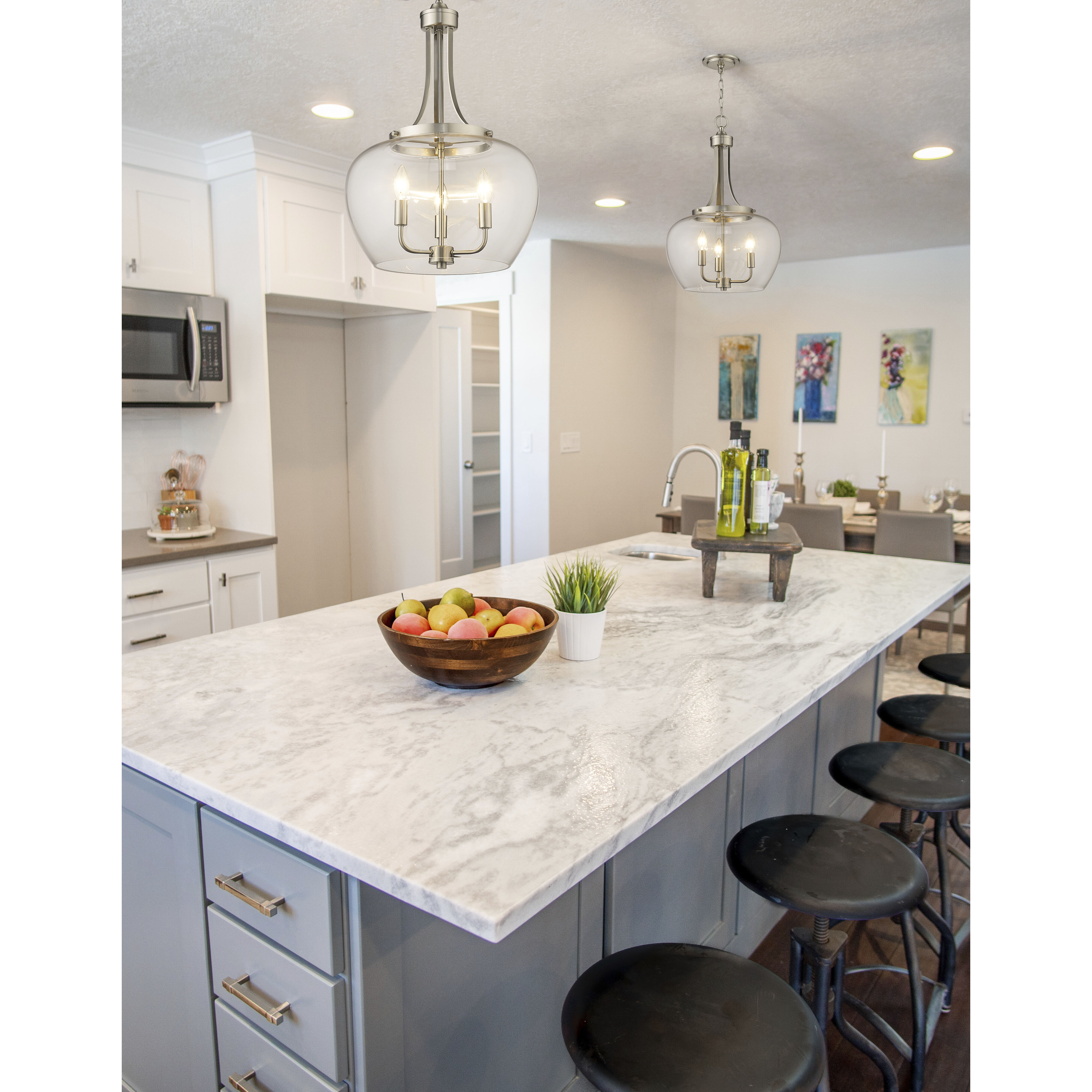 Joliet 3 Light 15.75 inch Brushed Nickel Pendant Ceiling Light