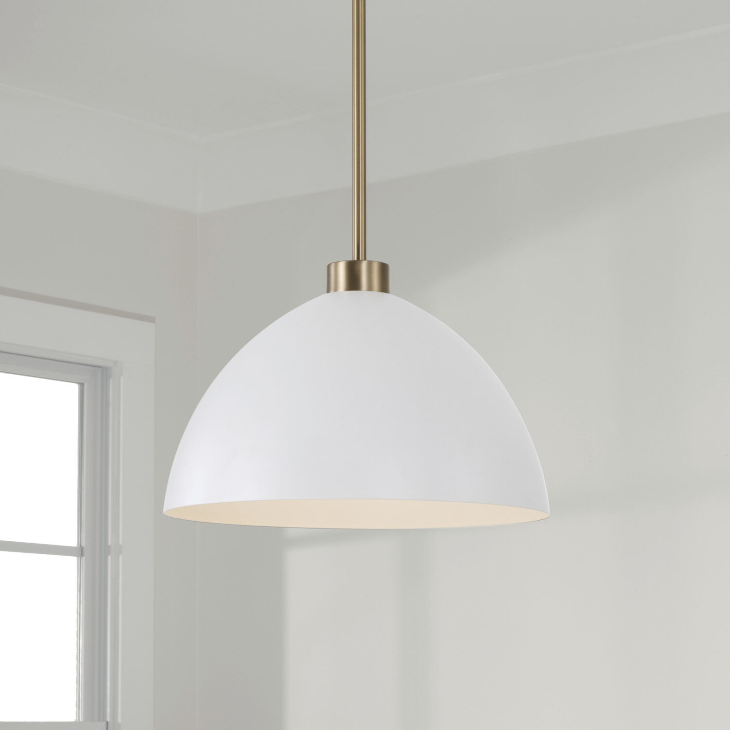 Ross 1 Light 13 inch Aged Brass Pendant Ceiling Light in Matte White