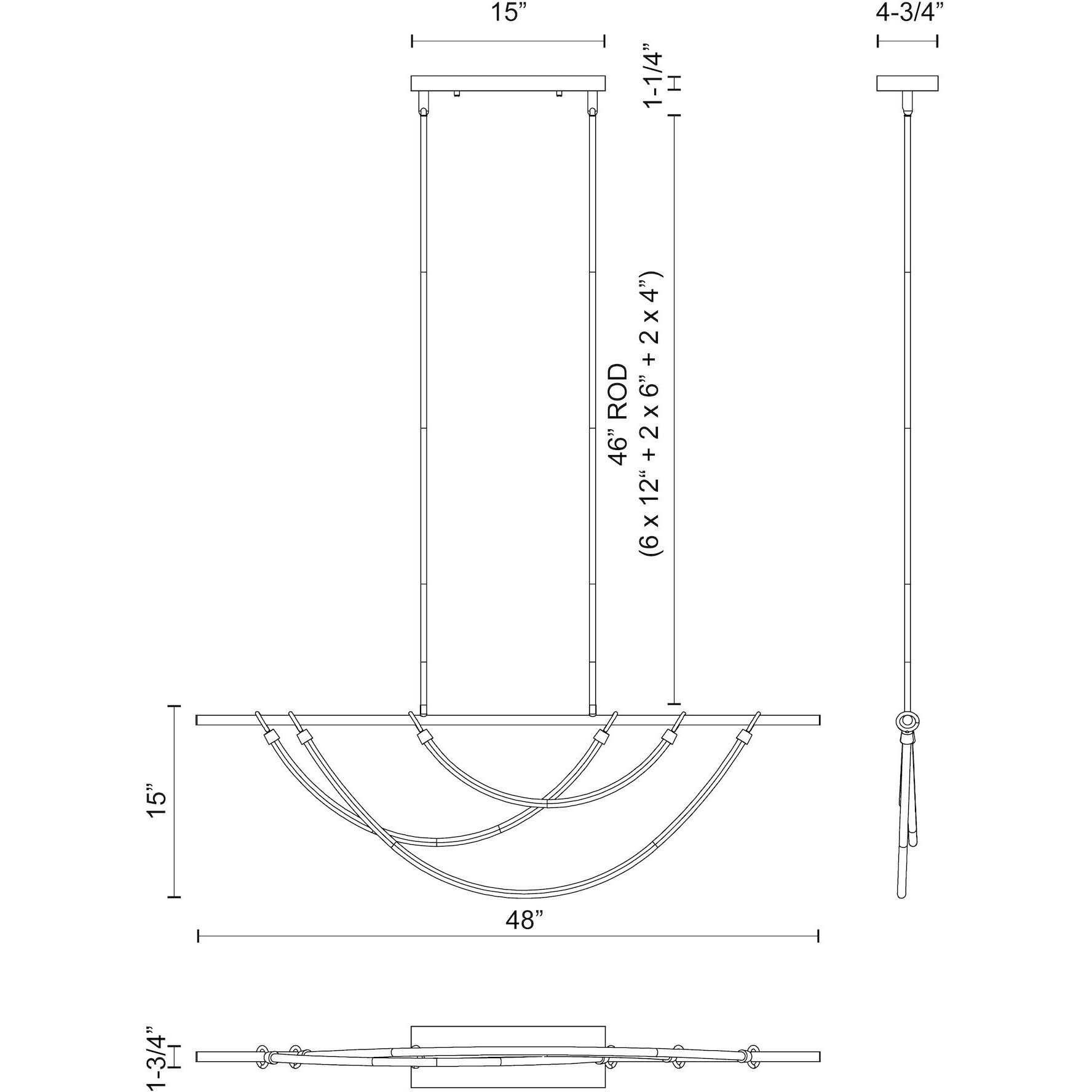 Aryas LED 48 inch Urban Bronze Linear Pendant Ceiling Light