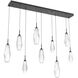 Aalto LED Matte Black Linear Pendant Ceiling Light in Optic Rib Clear, 2700K LED, Multi-Port