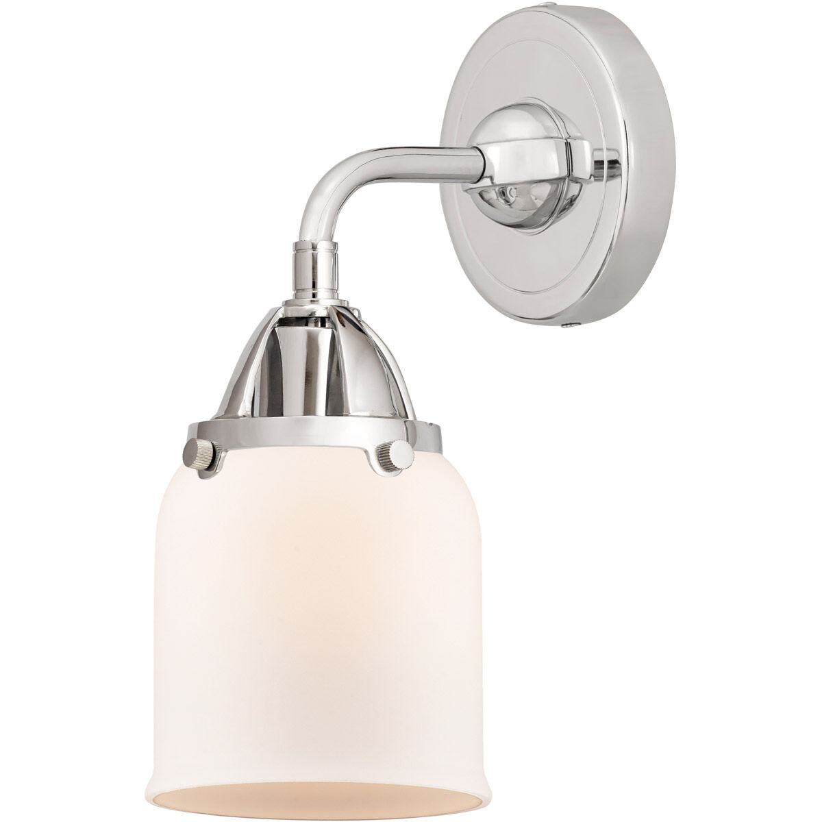 Nouveau 2 Small Bell 1 Light 5 inch Polished Chrome Sconce Wall Light in Matte White Glass